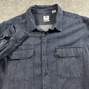 Levis Denim Shirt Mens XL Blue Relaxed Fit Red Tab Long Sleeve